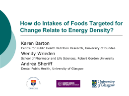 How do intakes of foods targeted for change relate to energy density?