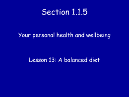 Lesson 13 A Balanced Diet
