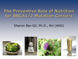 The Preventive Role of Nutrition for BRCA1/2 Mutation Carriers