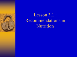 Recommendations in Nutrition - Homepage — Universiteit Gent