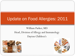 Update on Food Allergies: 2010