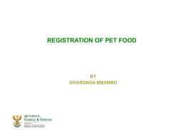 REGISTRATION OF PET FOOD - AFMA