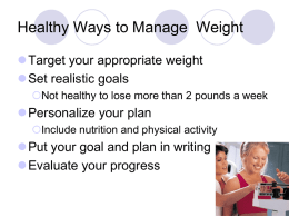 Maintaining a Healthy Weight