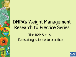 DNPA’s Weight Management Research to Practice Series