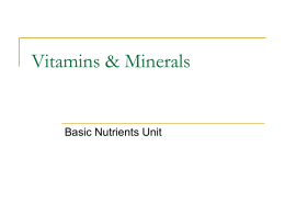 Vitamins & Minerals - Dublin City Schools