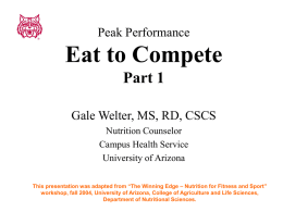 Peak Performance Eat to Compete