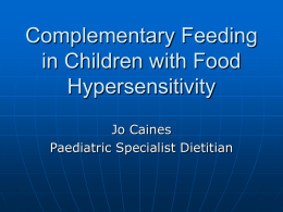 Complementary Feeding in Children with Food Hypersensitivity