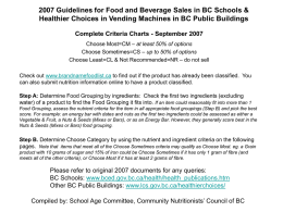 Guidelines for Food and Beverage Sales in BC Schools