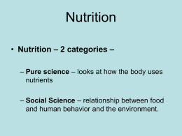 Nutrition – 2 categories
