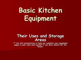 Kitchen Equipment and Storage Areas