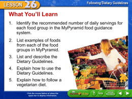 Dietary Guidelines - Warren County Public Schools