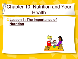 Chapter 10 Nutrition & Health