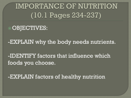 Nutrition Notes 10.1 & 10.2