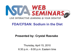 Sodium in the Diet Presented by - NSTA Learning Center
