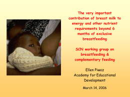 The very important contribution of breast milk to energy and other