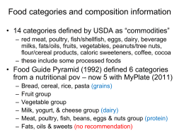 Food categories and composition information