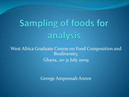 Sampling of foods for analysis - Food and Agriculture Organization