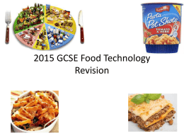 GCSE Food Technology Revision 2015
