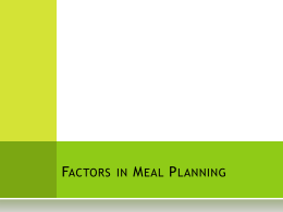 Factors in Meal Planning