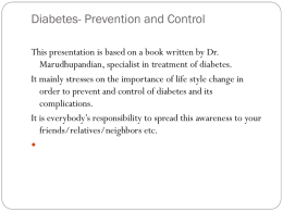 Diabetis - Prevention and Control