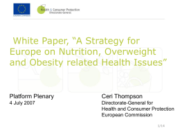 Presentation EC White Paper on Nutrition
