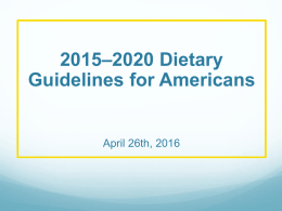 2015-2020 Dietary Guidelines for Americans PowerPoint