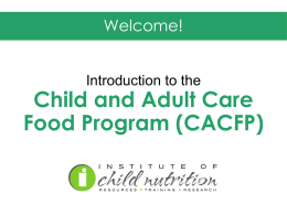 Introduction to the Child and Adult Care Food Program (CACFP)