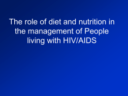The role of diet and nutrition in the management of People