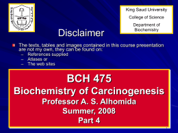 Biochemistry of Carcinogenesis