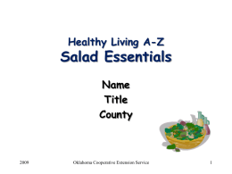 How salads are served Dessert - Oklahoma Cooperative Extension