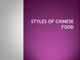 Styles of Chinese Food Table of contents