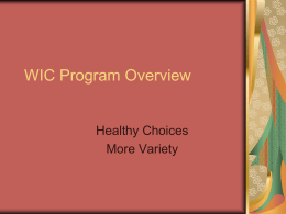 New WIC Guidelines and Program Overview