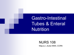 Enteral Nutrition - Essex County College Nursing School