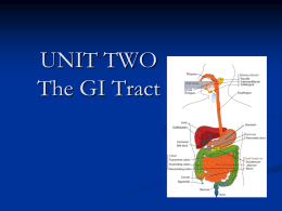 UNIT TWO The GI Tract September 27, 2001