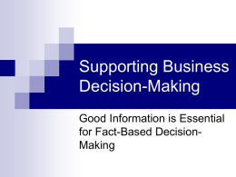 Supporting Business Decision-Making