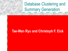 Database Clustering and Summary Generation