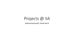 Projects @ IIA