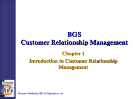 BGS Customer Relationship Management Chapter 1 Introduction to