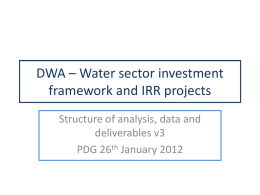 Water sector investment framework and IRR projects