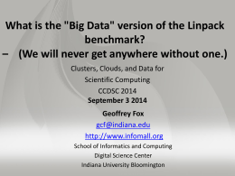 "Big Data" version of the Linpack benchmark?