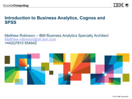Introduction to Cognos and SPSS