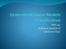 Generalized Linear Models/Classification