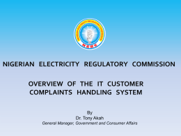 NERC Overview of the IT Customer Complaints Handling System