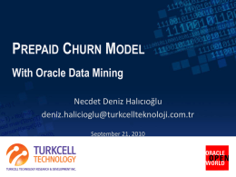 prepaid churn model with oracle data mining