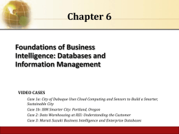 FOUNDATIONS OF BUSINESS INTELLIGENCE: DATABASES AND
