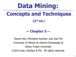 Chapter 5. Data Cube Technology - University of Illinois at Urbana