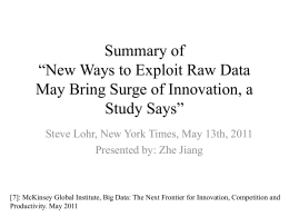New Ways to Exploit Raw Data May Bring Surge of Innovation