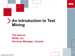 An Introduction to Text Mining - Information Resource Management