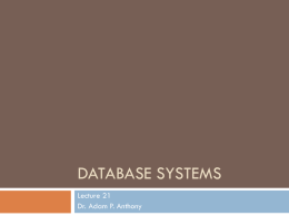 DataBase Systems - Baldwin Wallace University