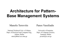 Architecture for Pattern-Base Management Systems